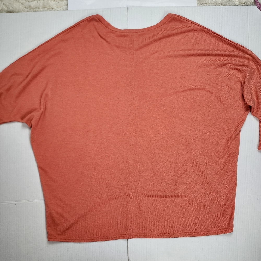 Zanzea Collection Coral Orange Tunic Top 3/4 Sleeve Hi Low Hem Size XXXXL - Picture 6 of 15